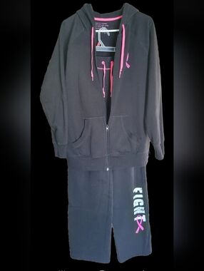 made for life Black Hoodie & Sweatpants Set with Pink Accents
